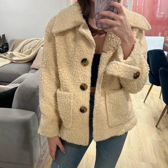 Coats | Cream Teddy Coat | Poshmark